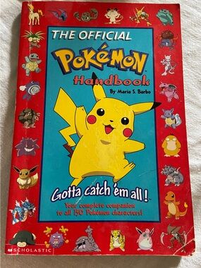 Vintage 90s 1990s Official Pokémon Handbook book Pikachu Cover Red Yellow Blue